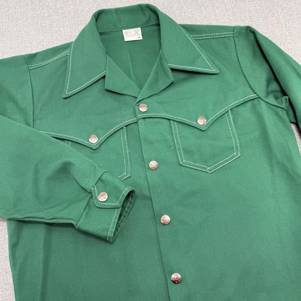 Vintage Billy The Kid Western Jacket Green Snap Front Rockabilly Youth 18